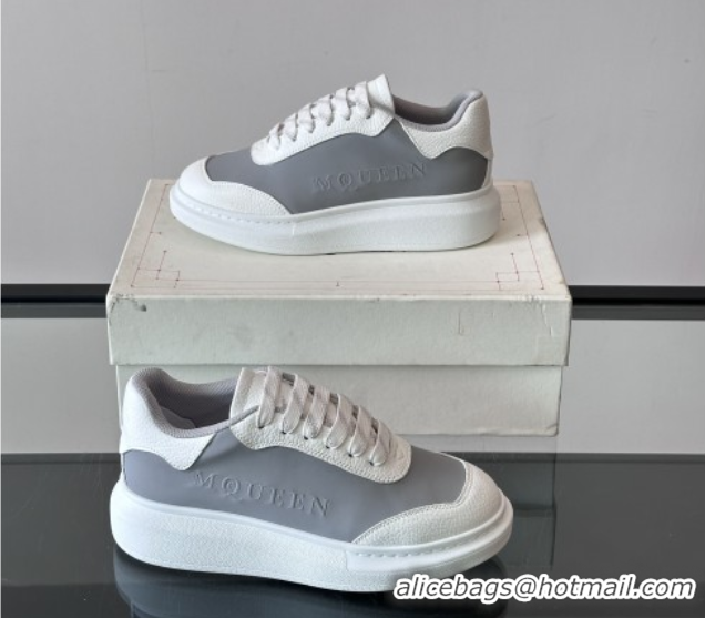 Classic Hot Alexander McQueen Oversized Sneakers in Calfskin Leather AM10 White/Grey 5081510