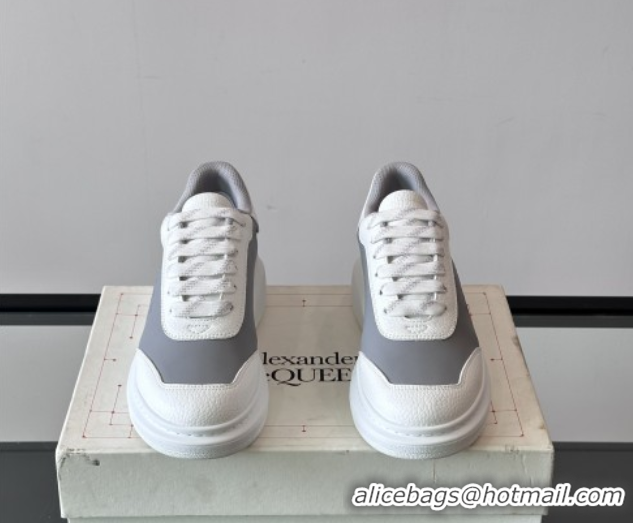 Classic Hot Alexander McQueen Oversized Sneakers in Calfskin Leather AM10 White/Grey 5081510