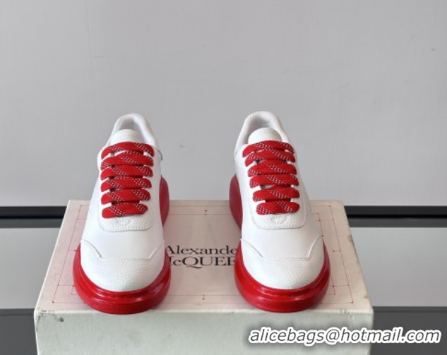 Good Quality Alexander McQueen Oversized Sneakers in Calfskin Leather AM11 White/Red 5081511