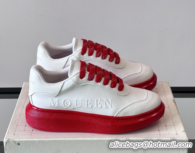 Good Quality Alexander McQueen Oversized Sneakers in Calfskin Leather AM11 White/Red 5081511