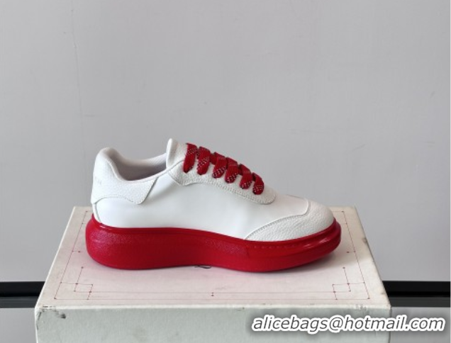 Good Quality Alexander McQueen Oversized Sneakers in Calfskin Leather AM11 White/Red 5081511