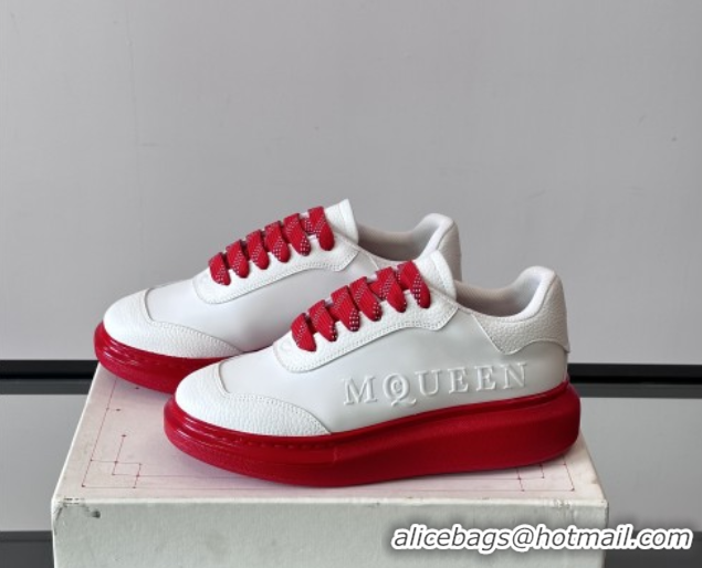 Good Quality Alexander McQueen Oversized Sneakers in Calfskin Leather AM11 White/Red 5081511