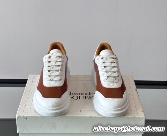 Best Grade Alexander McQueen Oversized Sneakers in Calfskin Leather AM12 Brown/White 5081512