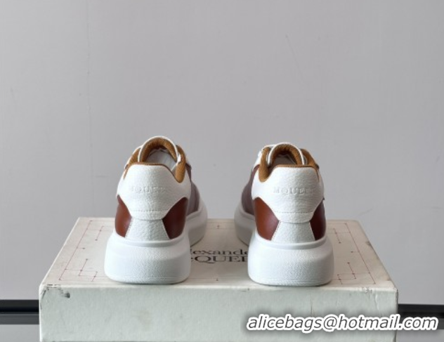 Best Grade Alexander McQueen Oversized Sneakers in Calfskin Leather AM12 Brown/White 5081512
