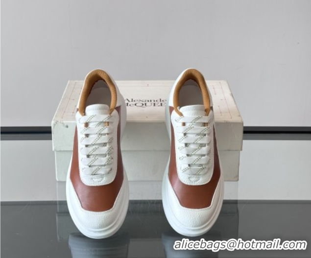 Best Grade Alexander McQueen Oversized Sneakers in Calfskin Leather AM12 Brown/White 5081512