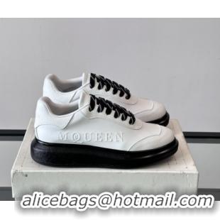 Low Price Alexander McQueen Oversized Sneakers in Calfskin Leather AM13 White/Black 5081513