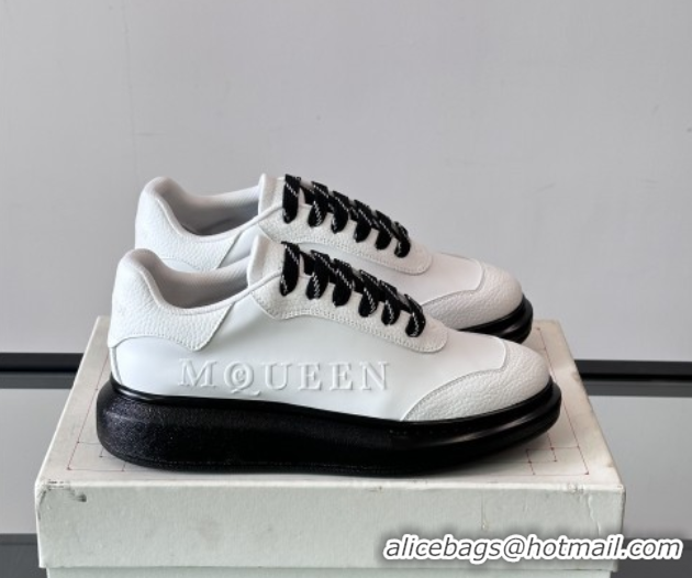 Low Price Alexander McQueen Oversized Sneakers in Calfskin Leather AM13 White/Black 5081513