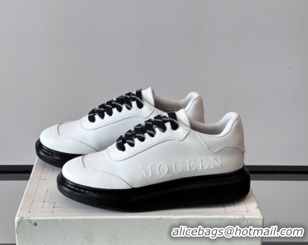 Low Price Alexander McQueen Oversized Sneakers in Calfskin Leather AM13 White/Black 5081513