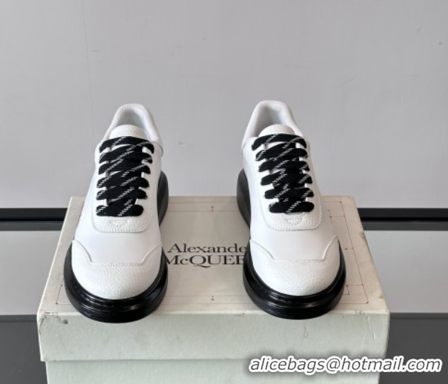 Low Price Alexander McQueen Oversized Sneakers in Calfskin Leather AM13 White/Black 5081513
