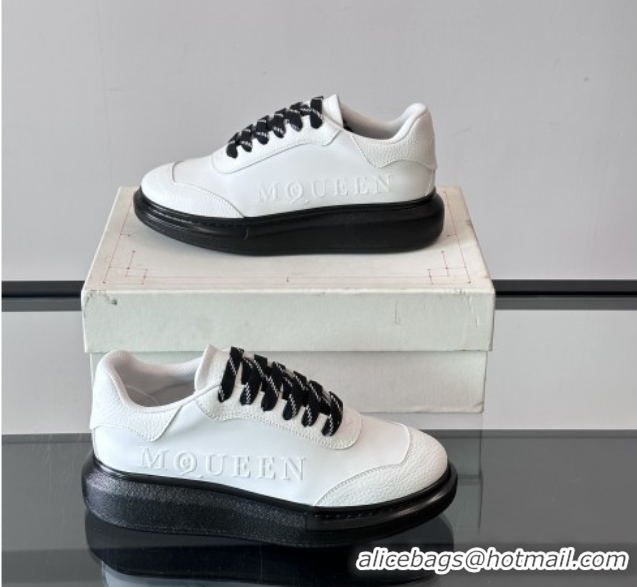 Low Price Alexander McQueen Oversized Sneakers in Calfskin Leather AM13 White/Black 5081513