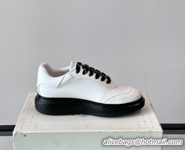 Low Price Alexander McQueen Oversized Sneakers in Calfskin Leather AM13 White/Black 5081513