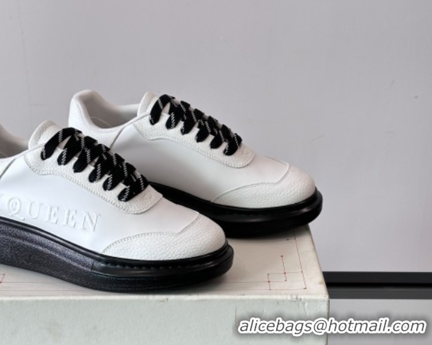 Low Price Alexander McQueen Oversized Sneakers in Calfskin Leather AM13 White/Black 5081513