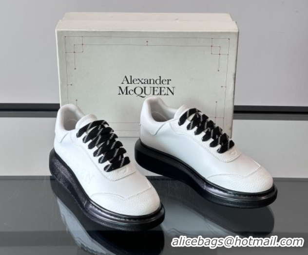 Low Price Alexander McQueen Oversized Sneakers in Calfskin Leather AM13 White/Black 5081513