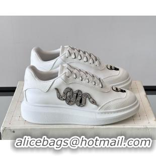 Durable Alexander McQueen Oversized Sneakers in Calfskin Leather AM14 White 5081514