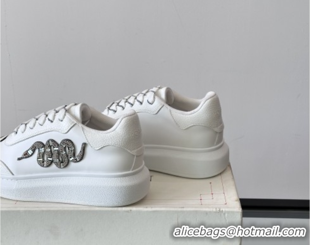Durable Alexander McQueen Oversized Sneakers in Calfskin Leather AM14 White 5081514
