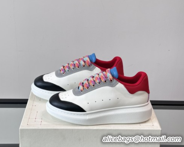 Purchase Alexander McQueen Oversized Sneakers in Calfskin Leather AM15 White/Black/Red 5081902