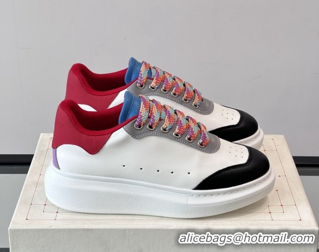 Purchase Alexander McQueen Oversized Sneakers in Calfskin Leather AM15 White/Black/Red 5081902