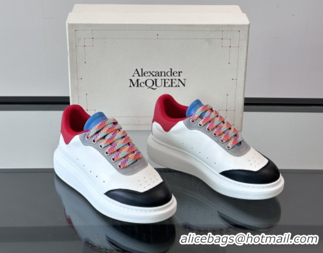 Purchase Alexander McQueen Oversized Sneakers in Calfskin Leather AM15 White/Black/Red 5081902