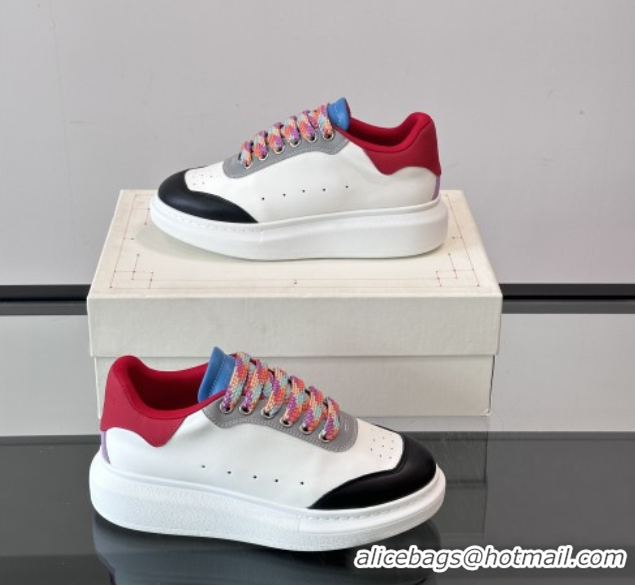 Purchase Alexander McQueen Oversized Sneakers in Calfskin Leather AM15 White/Black/Red 5081902