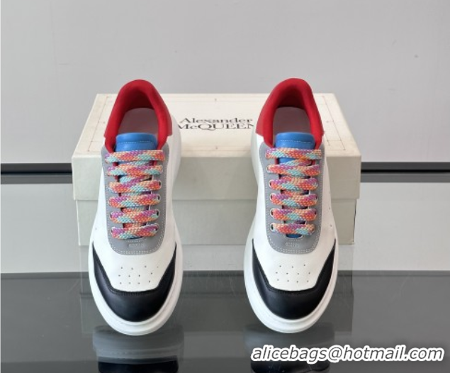 Purchase Alexander McQueen Oversized Sneakers in Calfskin Leather AM15 White/Black/Red 5081902