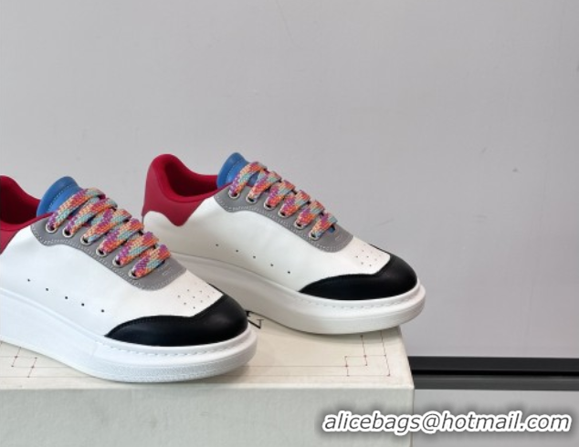Purchase Alexander McQueen Oversized Sneakers in Calfskin Leather AM15 White/Black/Red 5081902