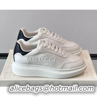 Crafted Alexander McQueen Oversized Sneakers in Calfskin Leather AM17 White/Black 5081904
