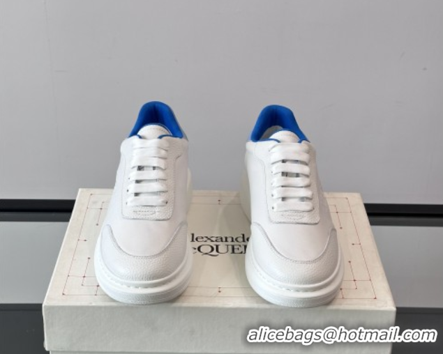 Popular Style Alexander McQueen Oversized Sneakers in Calfskin Leather AM18 White/Blue 5081905