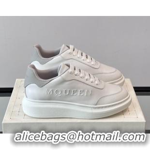 Good Looking Alexander McQueen Oversized Sneakers in Calfskin Leather AM21 White/Light Grey 5081908