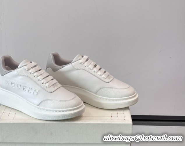 Good Looking Alexander McQueen Oversized Sneakers in Calfskin Leather AM21 White/Light Grey 5081908