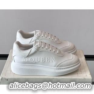 Low Cost Alexander McQueen Oversized Sneakers in Calfskin Leather AM23 White 5081910