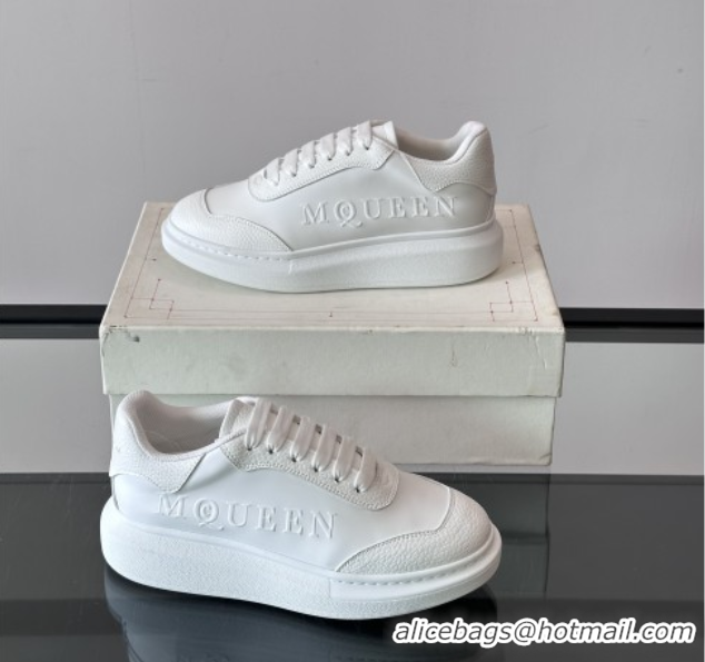 Low Cost Alexander McQueen Oversized Sneakers in Calfskin Leather AM23 White 5081910
