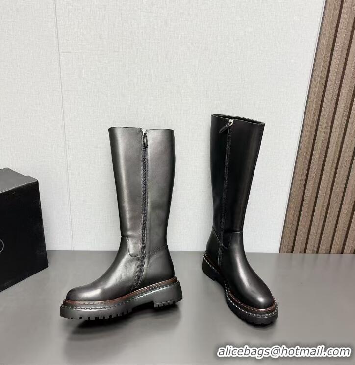 Grade Design Prada Leather Platform High Boots 5cm 904026 Black