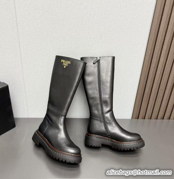 Grade Design Prada Leather Platform High Boots 5cm 904026 Black