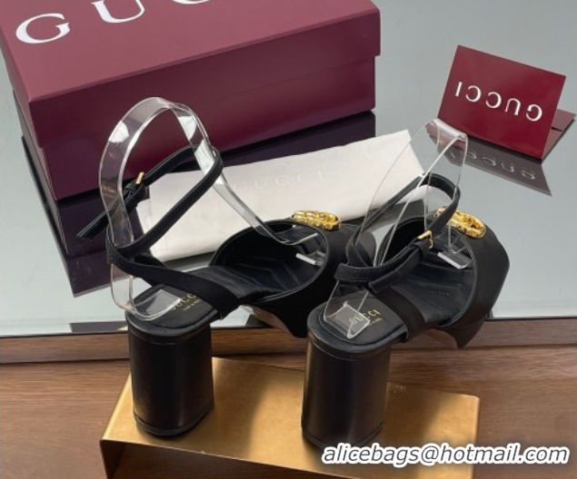 Buy Luxury Gucci Leather Platform Sandals 8.5cm with Double G Black 50711149