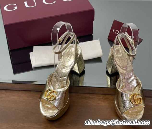 Purchase Gucci Leather Platform Sandals 8.5cm with Double G Gold 50711151