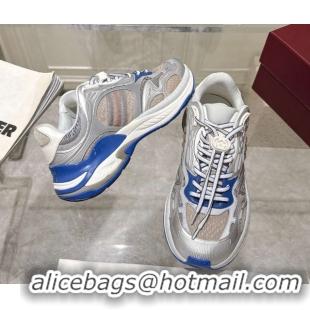 Super Gucci 2.0 Sneakers in Mesh and Leather Grey/Blue 2025 816489