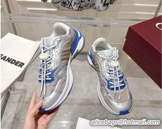 Super Gucci 2.0 Sneakers in Mesh and Leather Grey/Blue 2025 816489