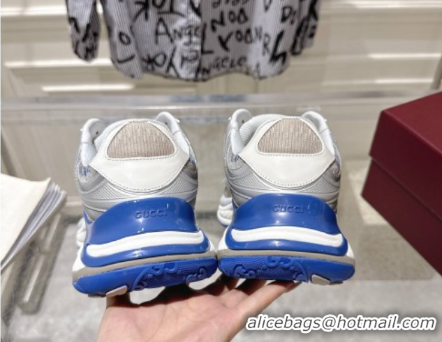Super Gucci 2.0 Sneakers in Mesh and Leather Grey/Blue 2025 816489