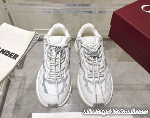 Low Cost Gucci 2.0 Sneakers in Mesh and Leather Grey/White 816489