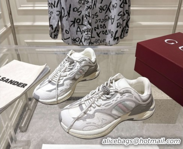 Low Cost Gucci 2.0 Sneakers in Mesh and Leather Grey/White 816489