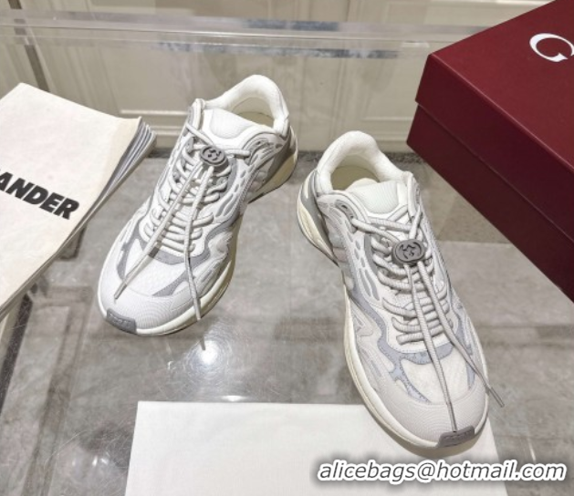Low Cost Gucci 2.0 Sneakers in Mesh and Leather Grey/White 816489