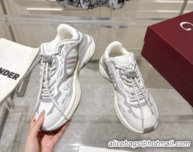 Low Cost Gucci 2.0 Sneakers in Mesh and Leather Grey/White 816489