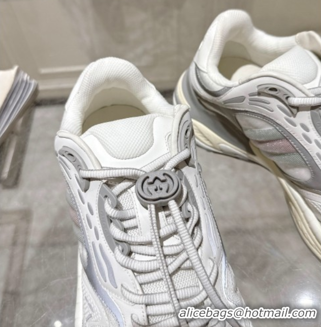Low Cost Gucci 2.0 Sneakers in Mesh and Leather Grey/White 816489