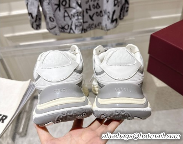 Low Cost Gucci 2.0 Sneakers in Mesh and Leather Grey/White 816489