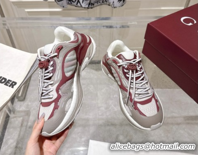 Top Grade Gucci 2.0 Sneakers in Mesh and Leather Grey/Ancora Red 2025 816489