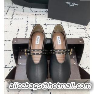 Promotional Alaia Ballet Flats in Calfskin Leather with Double Buckle Strap 0810 Black 2024