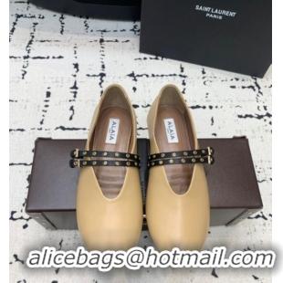 ​Good Taste Alaia Ballet Flats in Calfskin Leather with Double Buckle Strap 0810 Beige 2024