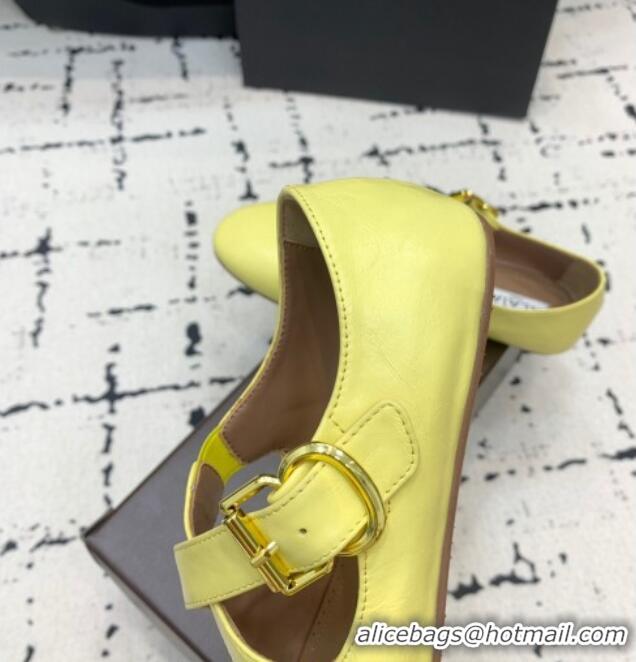 Famous Brand Alaia Criss Cross Ballet Flats in Patent Calfskin A21903 Yellow 2024