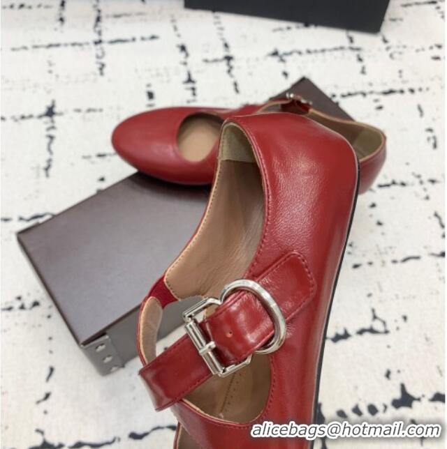 Low Cost Brand Alaia Criss Cross Ballet Flats in Patent Calfskin A21903 Burgundy 2024