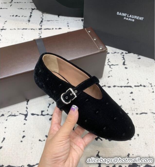 Top Quality Alaia Ballet Flats in Velvet AL100801 Black 2024